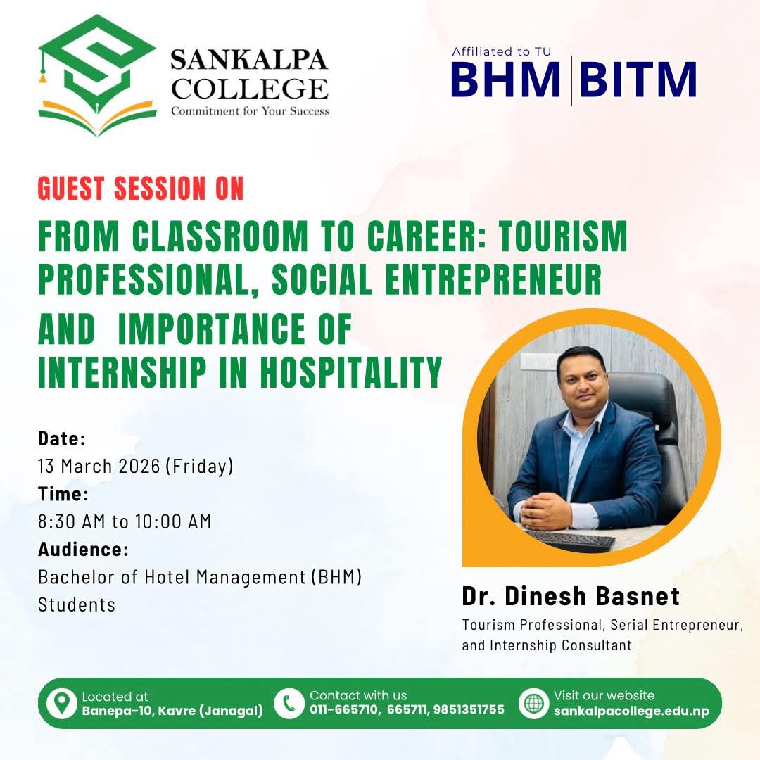 Guest Session on Tourism Career and Hospitality Internship